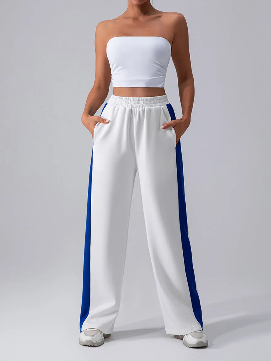 2pcs Strapless Top Sports Sweatpants Sports Set Workout Set Women Gym Wear