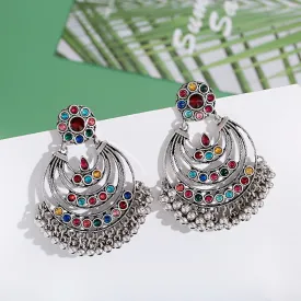 Antique Golden Multicolor Chandbali Earrings (E900)