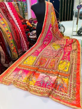 Beautiful Multi Color Mirror & Stone work Pakistani Dupatta for Women (D198)