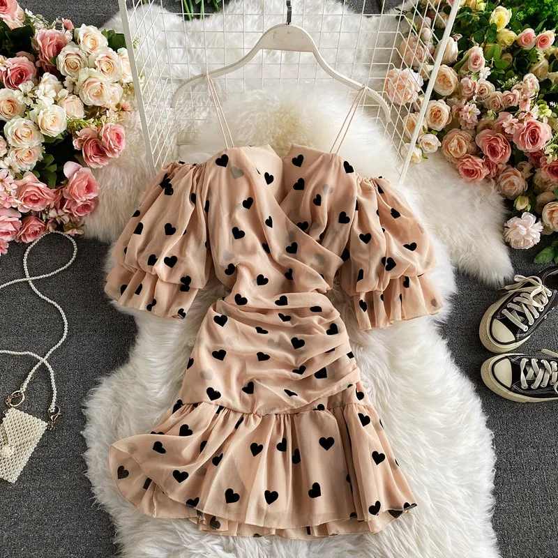 Chiffon fishtail buttock dress temperament Strapless suspender skirt  2952