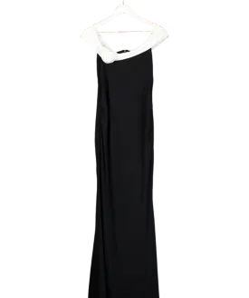 Club L Black In Bloom Bardot Maxi Dress With Flower UK 10