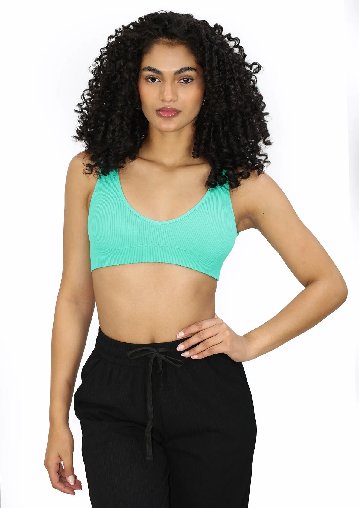 DY-373 Green Cami Bra Top (Sport Bra) de Mujer