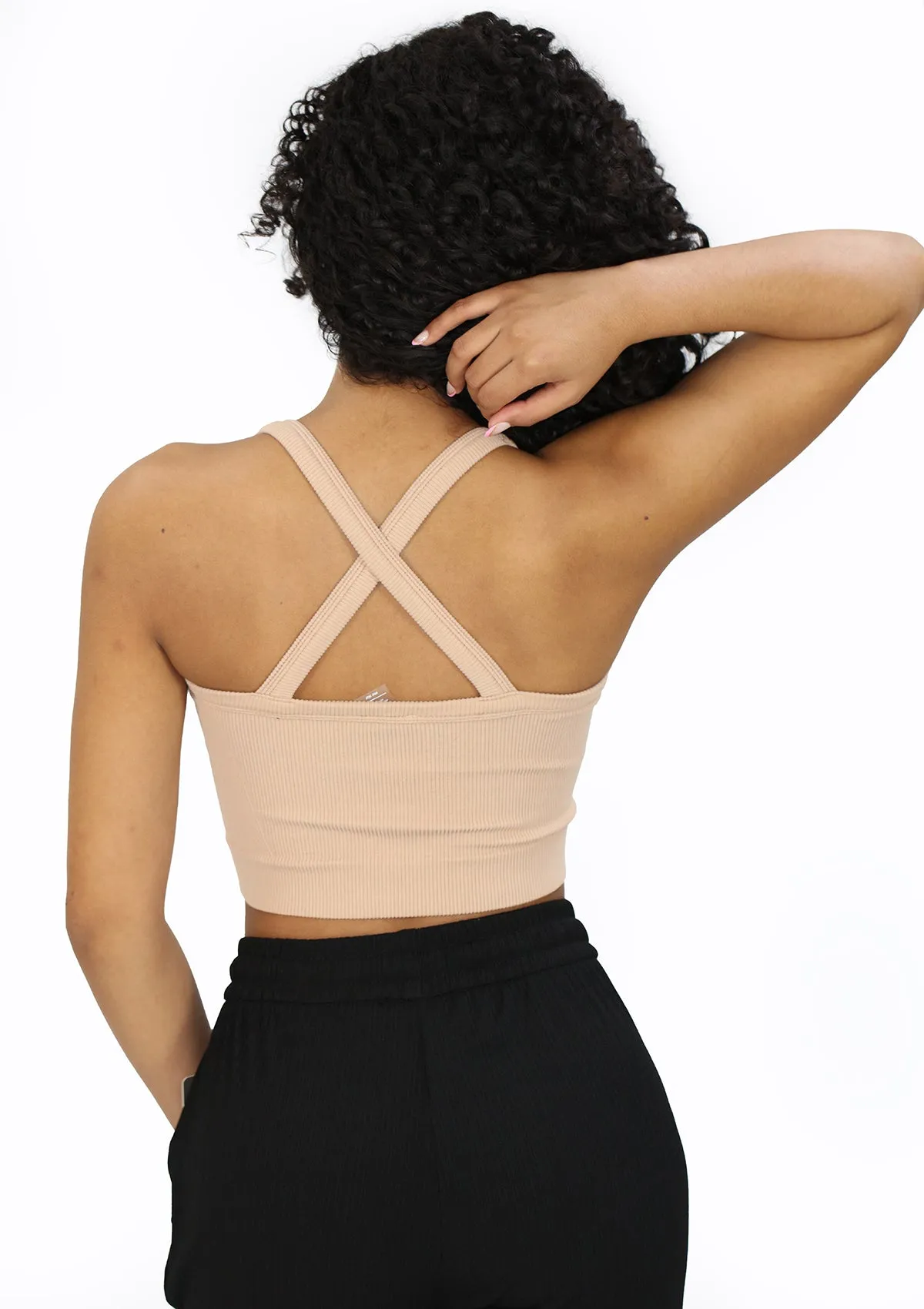 DY-376 Beige Cami Bra Top (Sport Bra) de Mujer