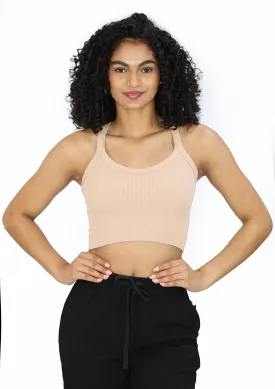 DY-376 Beige Cami Bra Top (Sport Bra) de Mujer
