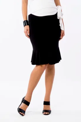 'Ella' Ruffle Pencil Skirt - Cocoa Brown