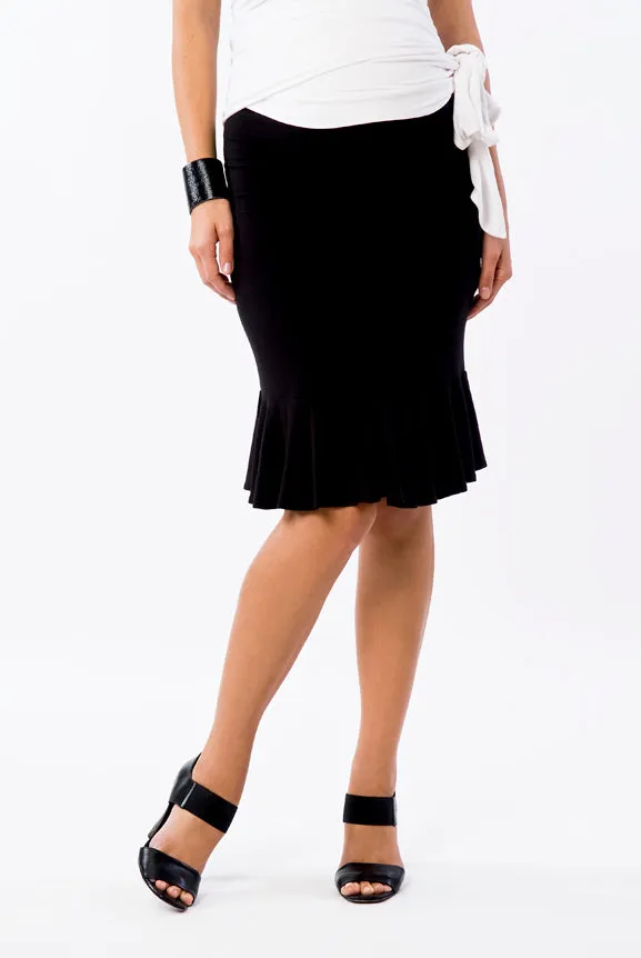'Ella' Ruffle Pencil Skirt - Cocoa Brown