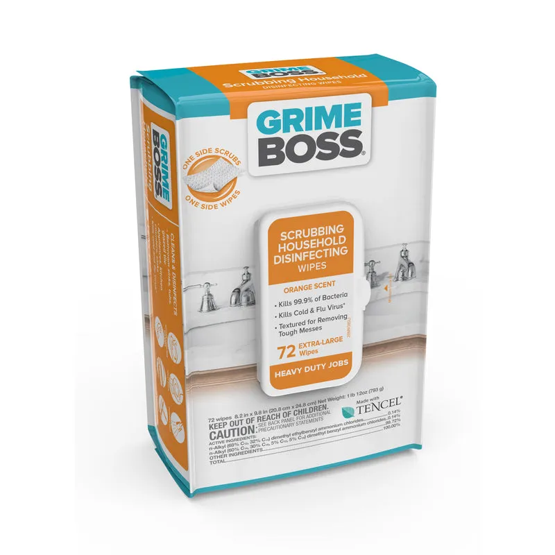 Grime Boss Fiber Blend Scrubbing Household Disinfecting Wipes 8 in. W X 9.5 in. L 72 pk