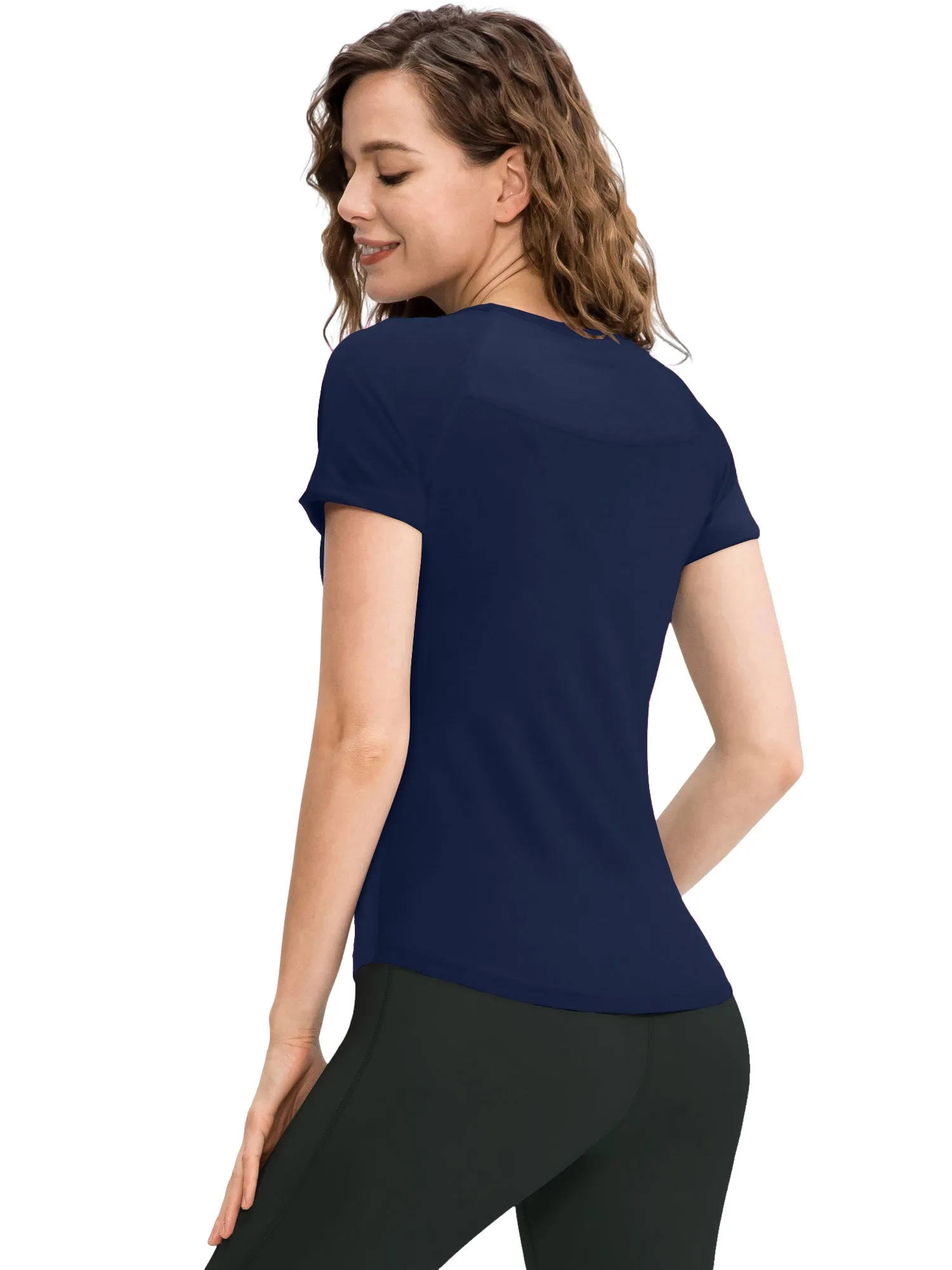 Hanerdun Womens Athletic Workout Shirts Quick Dry Yoga Tops Short Sleeve Tees