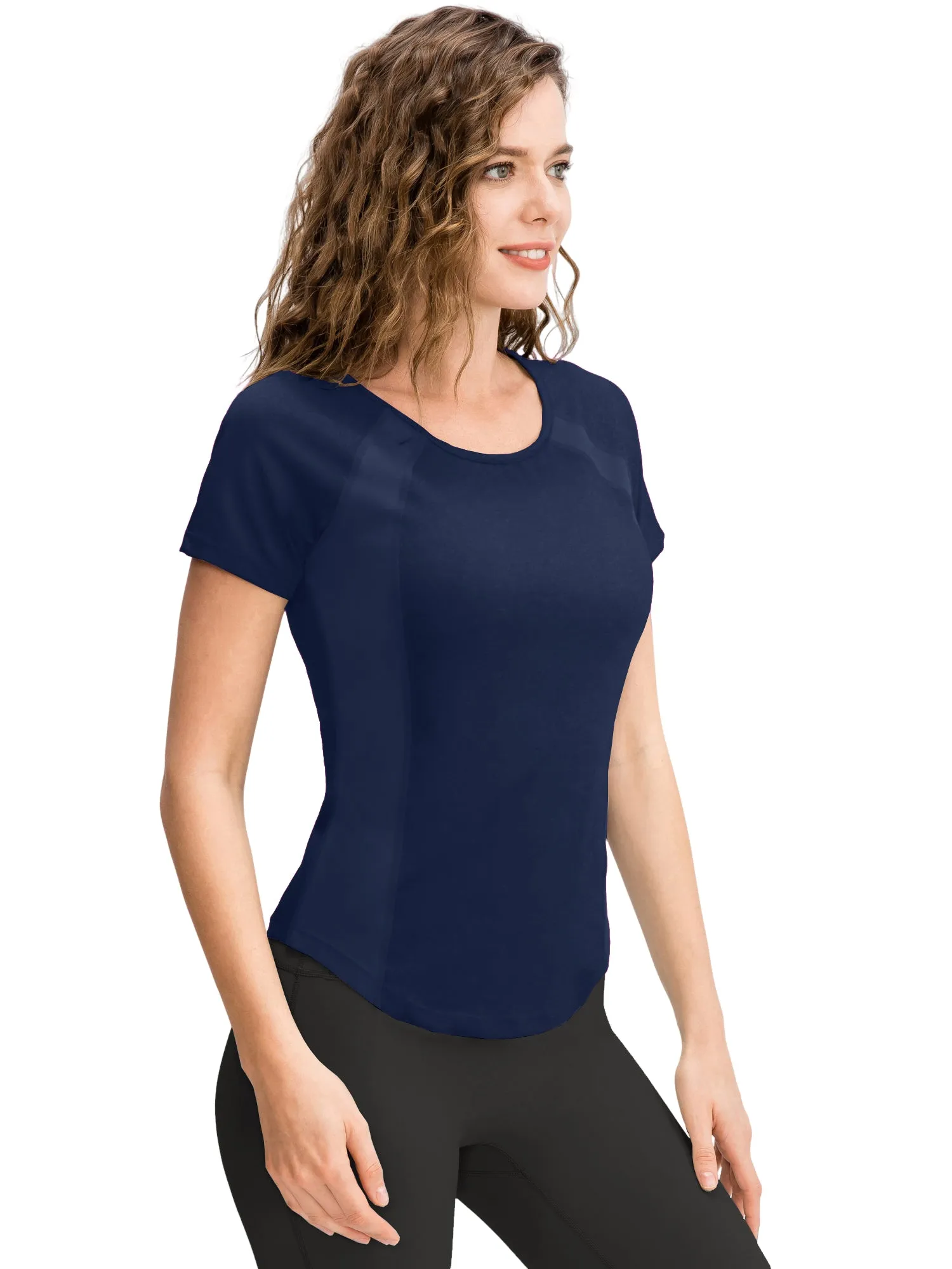 Hanerdun Womens Athletic Workout Shirts Quick Dry Yoga Tops Short Sleeve Tees