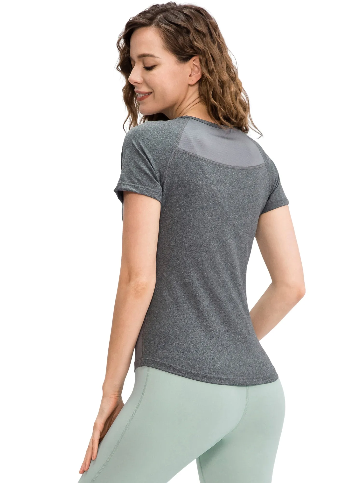 Hanerdun Womens Athletic Workout Shirts Quick Dry Yoga Tops Short Sleeve Tees