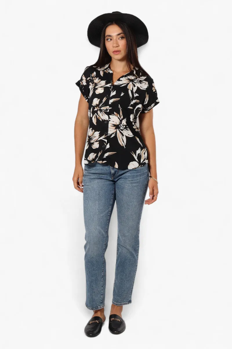 Majora Floral Button Up Shirt - Black