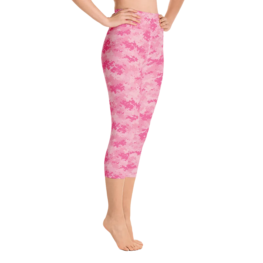 Pink Camo Pixel Capri Yoga Pants