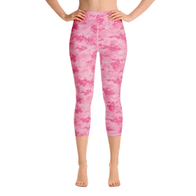Pink Camo Pixel Capri Yoga Pants