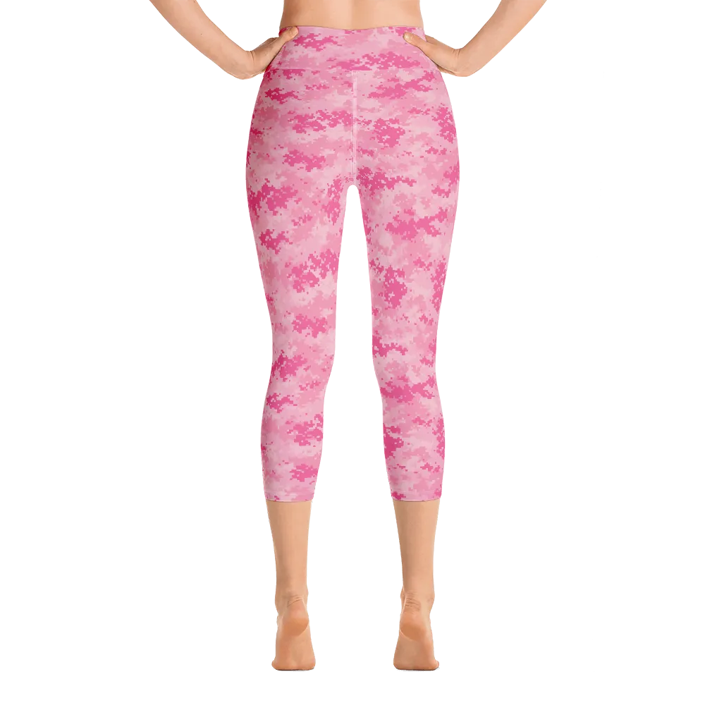 Pink Camo Pixel Capri Yoga Pants