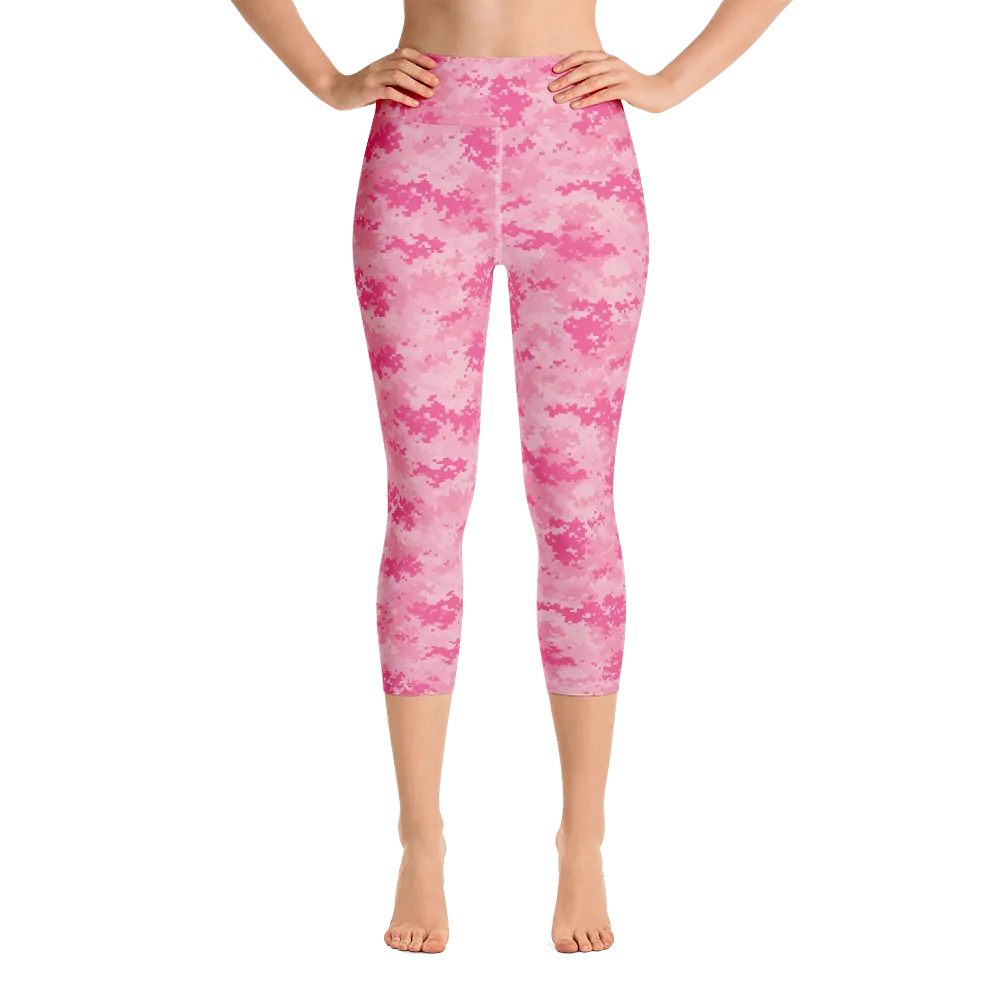 Pink Camo Pixel Capri Yoga Pants