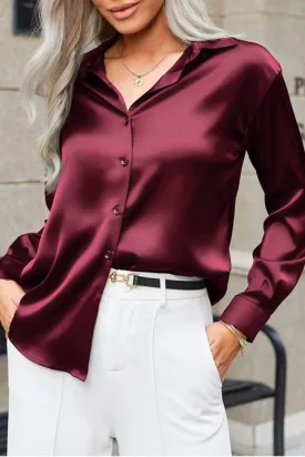 PLUM SATIN SHIRT