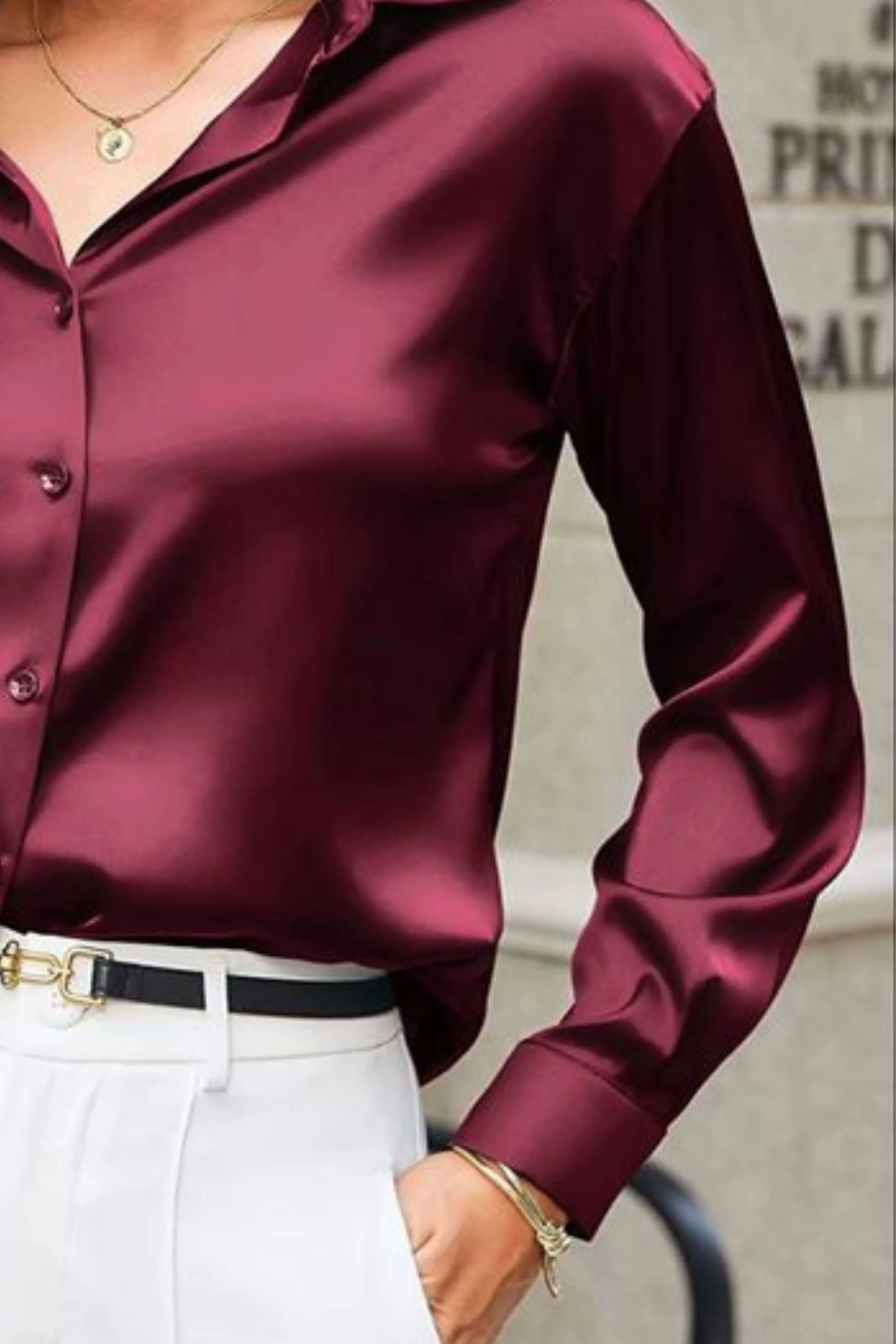 PLUM SATIN SHIRT