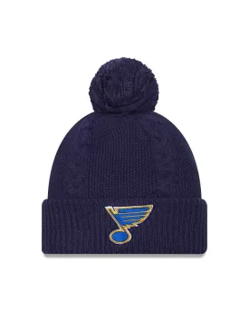 ST. LOUIS BLUES LADIES NEW ERA NOTE CABLE POM KNIT - NAVY