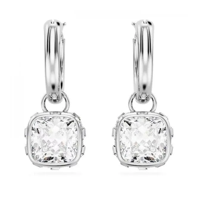 Stilla Rhodium Plated Square Cut White Drop Earrings 5662919