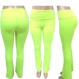 Women Yoga Running Sport Pants High Waist Leggings Fitness Gym Trousers Neon M