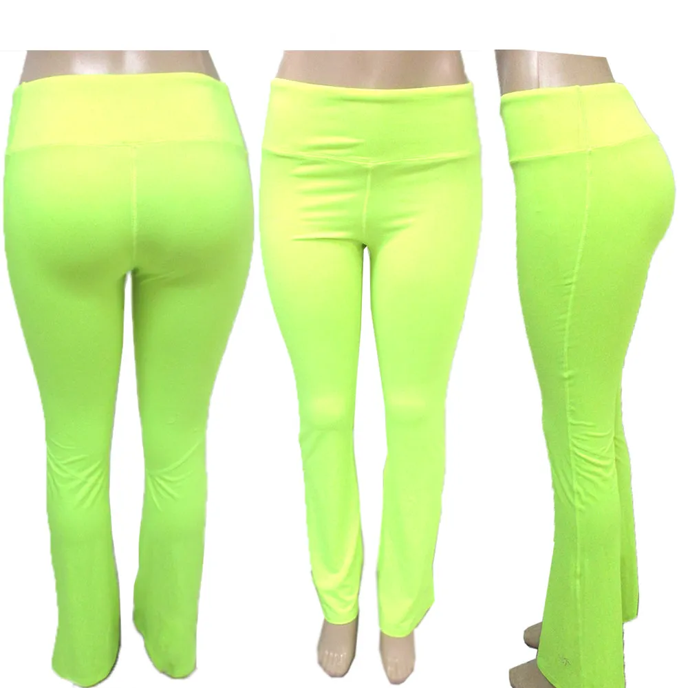 Women Yoga Running Sport Pants High Waist Leggings Fitness Gym Trousers Neon M